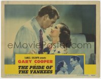 6w474 PRIDE OF THE YANKEES LC 1942 Gary Cooper as baseball legend Lou Gehrig c/u withTeresa Wright!