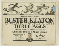 6w379 THREE AGES TC 1923 Buster Keaton, The Frozen Faced Comedian's Funniest Farce, ultra rare!