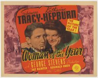 6w382 WOMAN OF THE YEAR TC 1942 great image of Spencer Tracy & Katharine Hepburn + art montage!