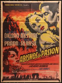 6w150 ABISMOS DE PASION Columbia style Mexican poster 1954 Bunuel's adaptation of Wuthering Heights!
