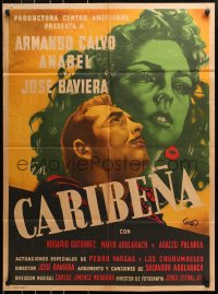 6w152 CARIBENA Mexican poster 1953 great Guas art of pretty Anabel & her lover Armand Calvo!