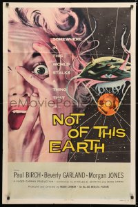 6w178 NOT OF THIS EARTH 1sh 1957 classic close up art of screaming Beverly Garland & alien monster!