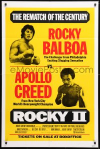 6w180 ROCKY II 1sh 1979 Sylvester Stallone & Carl Weathers as Creed, the rematch of the century!