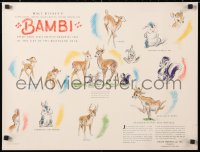 6w200 BAMBI 18x24 special poster 1941 Disney cartoon classic, preliminary art of the characters!