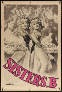 6w024 SISTERS B 32x47 French special poster 1930s great art of two pretty blondes performing!