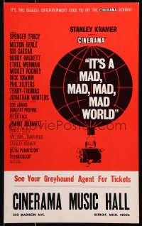 6w055 IT'S A MAD, MAD, MAD, MAD WORLD Cinerama WC 1964 best Saul Bass-like balloon art, very rare!