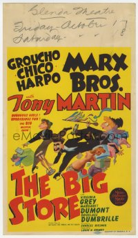 6w139 BIG STORE mini WC 1941 Hirschfeld art of the Marx Brothers, Groucho, Harpo & Chico, rare!
