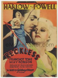 6w140 RECKLESS mini WC 1935 sexy Jean Harlow full-length & also with William Powell, ultra rare!