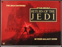 6x170 RETURN OF THE JEDI teaser British quad 1983 Lucas, Struzan art of Luke & Vader fighting!