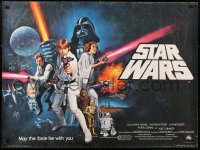 6x034 STAR WARS pre-awards British quad 1977 George Lucas classic sci-fi epic, art by Tom Chantrell!