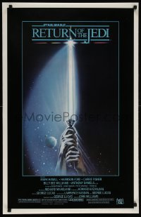 6x191 RETURN OF THE JEDI 22x34 commercial poster 1983 art of hands holding lightsaber by Reamer!