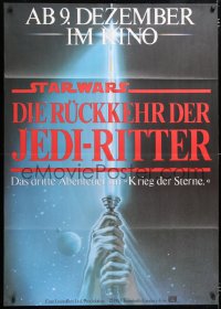 6x176 RETURN OF THE JEDI teaser German 33x47 1983 Lucas classic, art of hands holding lightsaber!