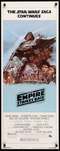 6x119 EMPIRE STRIKES BACK style B insert 1980 George Lucas sci-fi classic, light blue art by Jung!
