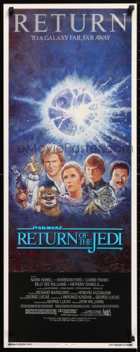 6x165 RETURN OF THE JEDI insert R1985 George Lucas classic, Mark Hamill, Ford, Tom Jung art!