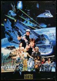 6x186 RETURN OF THE JEDI style A Yamakatsu Japanese commercial poster 1983 cast montage art!