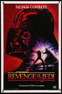 6x154 RETURN OF THE JEDI teaser 1sh 1983 George Lucas' Revenge of the Jedi, Drew Struzan art!