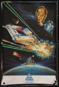 6x218 STAR TOURS foil 20x30 special poster 1989 Tokyo Disneyland & Star Wars, cool art by Kriegler!