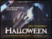 6y480 HALLOWEEN British quad 1979 Carpenter classic, different image of Nancy Kyes attacked!