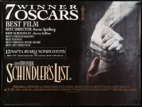 6y506 SCHINDLER'S LIST British quad 1994 Steven Spielberg World War II classic, Best Picture winner