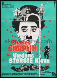 6y023 FUNNIEST MAN IN THE WORLD Danish 1969 great artwork images of Charlie Chaplin by Wenzel!