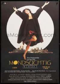 6y220 MOONSTRUCK East German 23x32 1989 Nicholas Cage, Dukakis, Cher in front of NYC skyline!