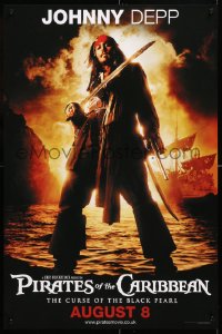 6y545 PIRATES OF THE CARIBBEAN teaser English double crown 2003 Johnny Depp as Jack Sparrow!