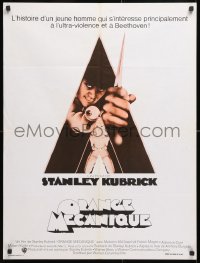 6y810 CLOCKWORK ORANGE French 24x31 R1970s Stanley Kubrick classic, Castle art of Malcolm McDowell!