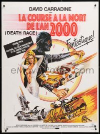 6y817 DEATH RACE 2000 French 24x32 1976 art of killer cars, David Carradine & sexy Simone Griffeth!