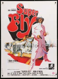 6y876 SUPER FLY French 23x31 1973 great artwork of Ron O'Neal with car & girl!