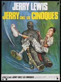 6y917 DISORDERLY ORDERLY French 16x22 R1970s wacky hospital nurse Jerry Lewis carried by mummy!