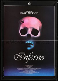 6y943 INFERNO French 15x21 1980 Dario Argento horror, really cool skull & bleeding mouth image!