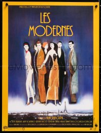 6y957 MODERNS French 16x21 1988 Alan Rudolph, cool artwork of trendy 1920's people by Carradine!