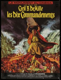 6y982 TEN COMMANDMENTS French 15x20 R1970s Cecil B. DeMille directed, Charlton Heston!