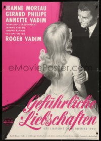 6y262 DANGEROUS LOVE AFFAIRS German 1961 Les Liaisons Dangereuses, Moreau, Vadim, pink style!