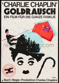 6y278 GOLD RUSH German R1969 Charlie Chaplin classic, wonderful art by Leo Kouper!
