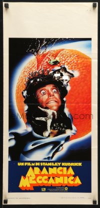 6y571 CLOCKWORK ORANGE Italian locandina R1982 Stanley Kubrick classic, different art of Malcolm McDowell