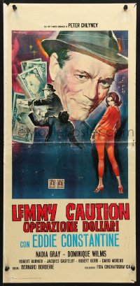 6y573 DAMES GET ALONG Italian locandina 1954 art of Eddie Constantine as Lemmy Caution w/sexy women!