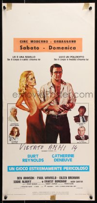 6y594 HUSTLE Italian locandina 1976 Robert Aldrich, Burt Reynolds & sexy Catherine Deneuve!