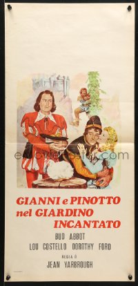 6y596 JACK & THE BEANSTALK Italian locandina R1960s Abbott & Costello, their first picture in color
