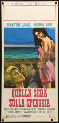 6y616 ONE NIGHT AT THE BEACH Italian locandina 1961 completely different artwork by Manfredo Acerbo