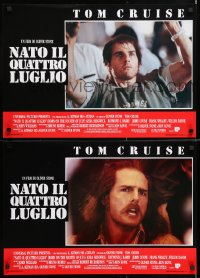 6y664 BORN ON THE FOURTH OF JULY group of 8 Italian 18x25 pbustas 1989 Oliver Stone, Tom Cruise!