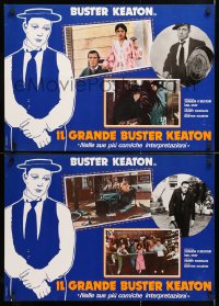 6y665 GREAT STONE FACE group of 8 Italian 18x26 pbustas 1975 images of Buster Keaton, documentary!