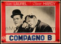 6y657 PACK UP YOUR TROUBLES Italian 19x27 pbusta R1958 different image of Laurel & Hardy!
