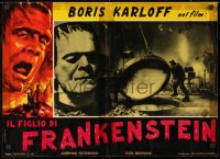 6y658 SON OF FRANKENSTEIN Italian 19x26 pbusta R1963 monster Boris Karloff, different!
