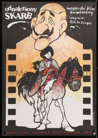 6y027 TREASURE OF SWAMP CASTLE Polish 27x37 1987 Attila Dargay, cool Dybowski cartoon artwork!