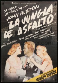 6y149 ASPHALT JUNGLE Spanish R1981 different art of Marilyn Monroe & Sterling Hayden, John Huston