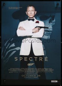 6y550 SPECTRE advance English mini poster 2015 cool image of Daniel Craig as James Bond 007 with gun!
