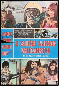 6y034 ON HER MAJESTY'S SECRET SERVICE Yugoslavian 27x39 1969 George Lazenby as Bond w/ sexy women!