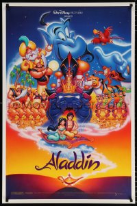 6z516 ALADDIN DS 1sh 1992 Walt Disney Arabian fantasy cartoon, Calvin Patton art of cast!