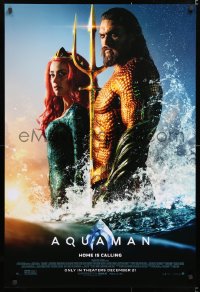 6z530 AQUAMAN advance DS 1sh 2018 DC, Momoa in title role with sexy Amber Heard, home is calling!